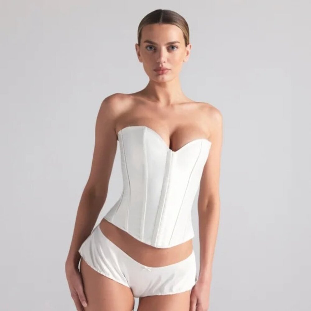 SKIMS  Wedding Shop Woven Shine Corset Size Medium NWT Retail 98$